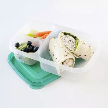 Прочный 3-камерный контейнер для хранения еды, экологически чистый, удобный для переноски ланч-бокс для школьного контейнера для ланча зелёный