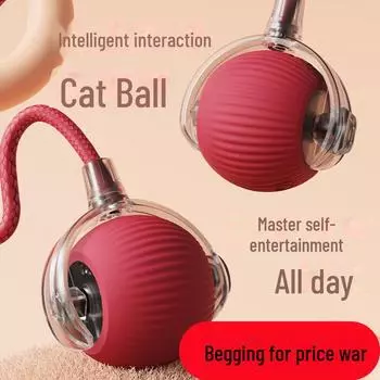 Прочный автоматический мяч для кошек с веревкой - саморазвлекательный, прыгающий Pet Supply