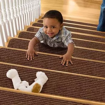 Прочный бесшумный устойчивый к царапинам коврик для лестницы, ковер для лестницы без клея, товары для дома One Size чёрный