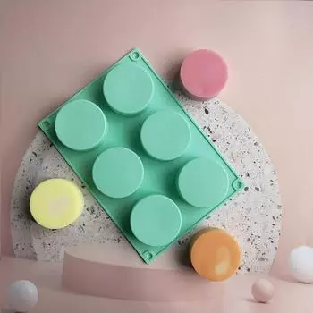 Прочный, безопасный, легкосъемный, многоразовый, силиконовый цилиндр с 6 отверстиями, форма для мыла и печенья, кухонные инструменты, форма для печенья розовый