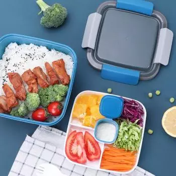 Прочный, большой емкости, сохраняет свежесть, герметичный ящик для хранения еды для кемпинга, контейнер для обеда, бытовые принадлежности, чехол Bento L синий