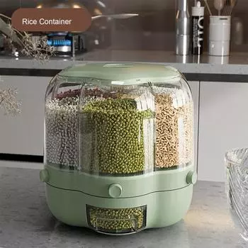 Прочный большой вместительный количественный контроль риса, многоцелевой ящик для хранения ячменя, овса и сухих продуктов, ящик для хранения риса, кухонные принадлежности, ведро для риса L светло-зеленый