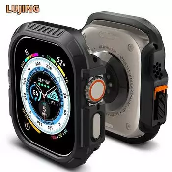 Прочный бронированный чехол для Apple Watch Ultra2 49 мм, защитный бампер Edge для IWatch Series 7 8 9 45 мм 41 мм 4 5 6 SE 44 40 мм 40mm чёрный