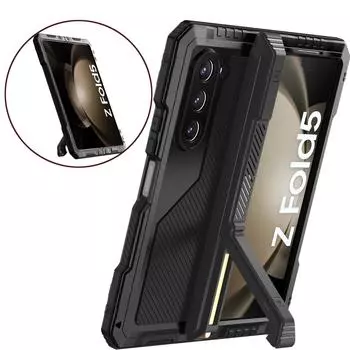 Прочный чехол для мобильного телефона Rugged Armor 360 Full для Samsung Galaxy Z Fold4 Fold5 Fold 4 5, металлический алюминиевый противоударный чехол For Galaxy Z Fold5 чёрный