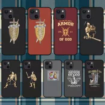 Прочный чехол для телефона «Доспехи Бога» с крестом для iPhone 11 12 Mini 13 14 15 Pro XS Max X Plus SE XR Shell iPhone11PRO