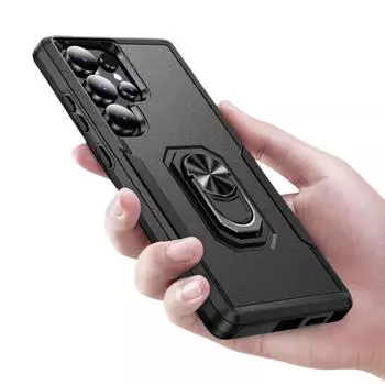 Прочный чехол-подставка для Samsung Galaxy S25 Ultra FE S24 Plus 5G 2 в 1 металлический держатель-кольцо для Samsung S25 for Galaxy S25 чёрный