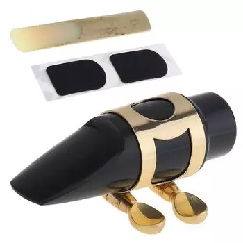 Прочный черный мундштук для саксофона сопрано с крышкой + зажим + трость + 2 шт. подушечка для зубов