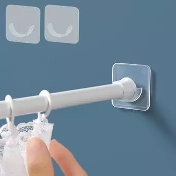 Прочный держатель для карниза для штор, крючок, без гвоздей, держатель для штанги для душа, фиксатор натяжения, кронштейн для вешалки для одежды, настенный клей 1ps прозрачный