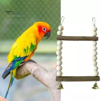 Прочный дизайн крючка легкая игрушка для птиц качели для домашних птиц на двух шестах попугай жевательная игрушка для моляров товары для животных S