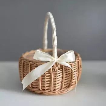 Прочный дизайн ручки. Стильная гладкая тканая свадебная цветочная корзина. Тканые корзины. S розовый