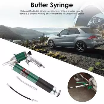 Прочный, долговечный, пневматический шприц для масла, двухстержневой, прозрачный, смазочный, 400 куб. см, ручной, с застежкой-молнией, для масла