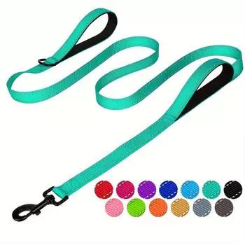 Прочный двухручный светоотражающий поводок для собак для безопасности в ночное время — идеально подходит для прогулок на свежем воздухе, тренировок и пробежек S красный