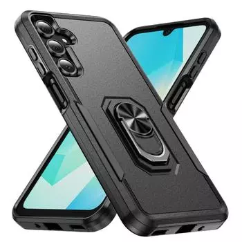 Прочный двухслойный чехол Funda для телефона Samsung Galaxy S24 Ultra Plus FE 5G Bracket Cover for Galaxy S24 FE чёрный