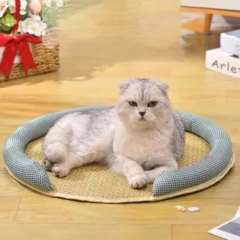 Прочный дышащий круглый кошачий домик, летняя подушка для сна домашних животных, продукт S серый