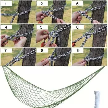 Прочный и легкий нейлоновый гамак: Ваш идеальный компаньон для кемпинга, отдыха в саду и релаксации — дышащая трикотажная ткань красный