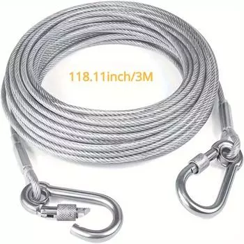 Прочный и легкий поводок для собак — вращающаяся пряжка из нержавеющей стали — очень подходит для использования на открытом воздухе, во дворе и в кемпинге. 3M серебряный