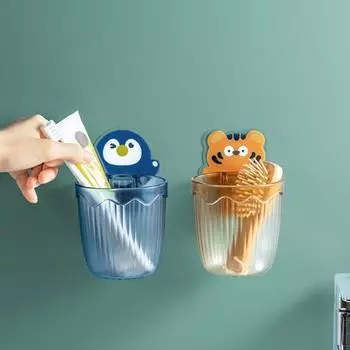 Прочный и водонепроницаемый милый мультяшный стеллаж для хранения зубной пасты без ударов, полка для зубных щеток зелёный