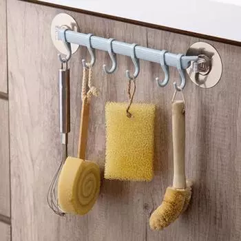 Прочный клей настенный 6-крючок вешалка для кухни и ванной комнаты держатель для хранения товаров распродажа синий