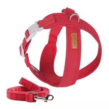 Прочный комплект шлейки и поводка для собак, регулируемый жилет для защиты от побега, удобный прочный поводок без тяги для путешествий маленьких и средних собак S 36-43cm Chest красный