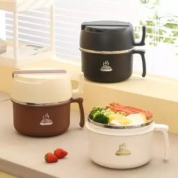 Прочный контейнер большой емкости для риса, портативный двухслойный ланч-бокс, школьный контейнер для пищевых продуктов хаки