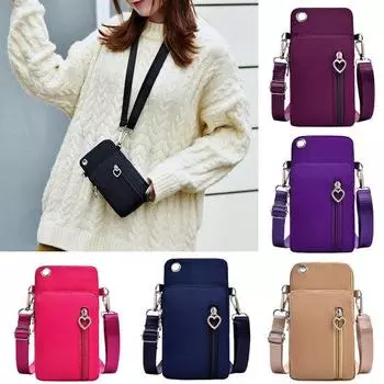 Прочный кошелек для монет большой емкости с трехслойной молнией чёрный