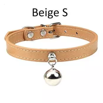 Прочный кожаный безопасный ошейник для котенка чихуахуа, кошки, щенка, шейный ремешок, аксессуары для питомца, ожерелье для собаки Beige S