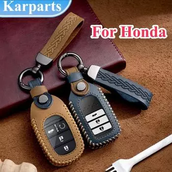Прочный кожаный чехол для автомобильного ключа для Honda Civic CRV HRV Accord Pilot Fit Freed Vezel Odyssey 2018-2022 A Style синий
