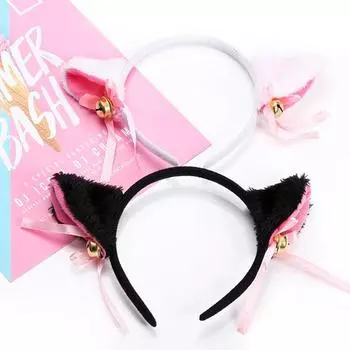 Прочный красивый маскарадный кошачий костюм с ушками для косплея, галстук-бабочка, головной убор с колокольчиком