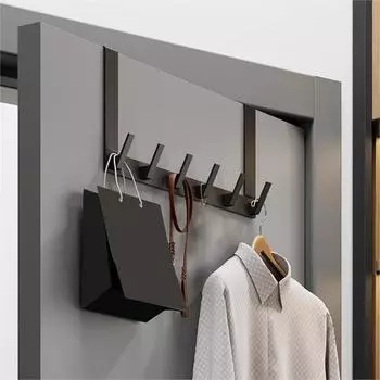 Прочный крючок для вешалки на дверь, устойчивый к коррозии, не требующий сверления, вешалка для полотенец, крючок для вешалки для шляп 5 Hooks чёрный