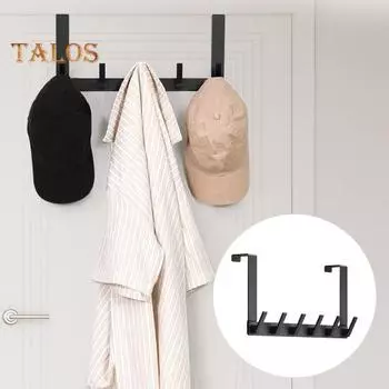 Прочный крючок для вешалки на дверь, устойчивый к коррозии, не требующий сверления, вешалка для полотенец, крючок для вешалки для шляп 5 Hooks чёрный