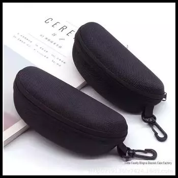 Прочный легкий холщовый чехол для солнцезащитных очков на молнии - большой размер large size чёрный