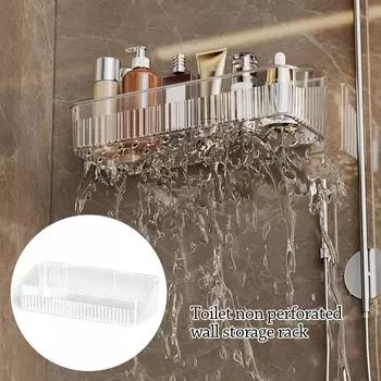 Прочный, легкий, роскошный стеллаж для хранения туалетных принадлежностей, прозрачный, экономящий место, органайзер для косметики, настенный держатель для ювелирных изделий и косметики серый