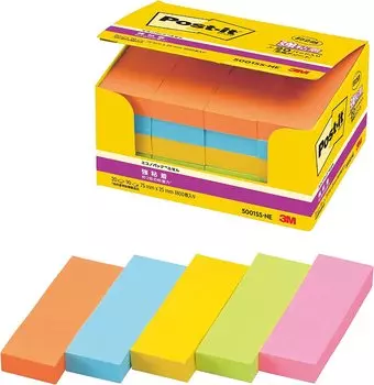 прочный липкий неоновый 75 x 25 90 листов x 20 Самоклеящиеся листочки для заметок, клейкие, заметки, цветные, мм, книги, 5001SS-NE