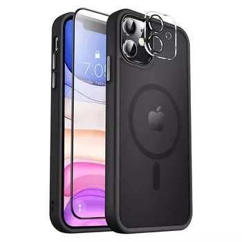 Прочный магнитный чехол для телефона с защитной пленкой для iPhone 15 Pro Max Plus, полупрозрачные чехлы для мобильных телефонов, защитный чехол Mil-Drop For iPhone 15 Plus