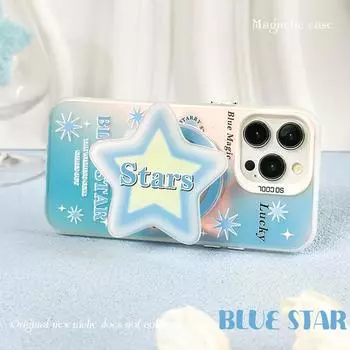 Прочный магнитный держатель для телефона, чехол для телефона, совместимый и подходящий для iPhone15 14 13 12 11promax xsmax xr 7 8plus Huawei Blue Lucky Star 13 Pro