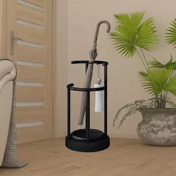 Прочный металлический держатель для зонта со стильным дизайном для дома и офиса Black Base_Black Rack