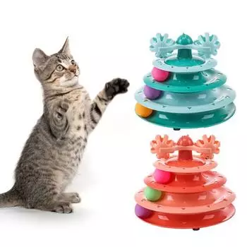Прочный, многофункциональный, простой в эксплуатации, игрушечный котенок, башня, обучающая, развлекательная тарелка, товары для кошек синий
