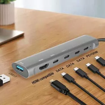 Прочный многофункциональный высокоскоростной переносной разветвитель USB-C, многопортовый расширитель, компьютерные аксессуары, концентратор