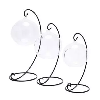 Прочный модный прозрачный стеклянный шар ваза пейзажный стеклянный контейнер мясистый подвесной контейнер для цветочного горшка 23CM Iron Frame