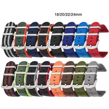 Прочный нейлоновый ремешок для часов для мужчин, нейлоновый холст 18-24 мм, быстросъемный браслет 18mm чёрный