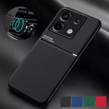 Прочный нескользящий чехол для Xiaomi Poco X6 Pro X5 5G X4 M6 Pro M5 M4 F5 F4 GT, автомобильный магнитный держатель, деловой чехол с полной защитой Poco M4 5G чёрный