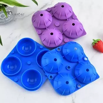 Прочный пищевой силиконовый лоток для кубиков льда с 4 полостями, 4-сеточный дизайн, форма для изготовления кубиков льда для виски, лоток для вечеринок, принадлежности для вечеринок светло-синий