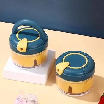 Прочный пищевой универсальный пластиковый измельчитель лука, чили и чеснока для дробилки чеснока в общежитии синий/жёлтый