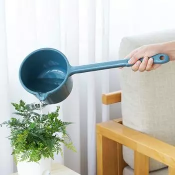 Прочный пластиковый черпак для воды с длинной ручкой, углубленный, утолщенный, кухонная ложка для воды с нескользящей ручкой, ковш для мытья ванной комнаты жёлтый