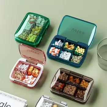 Прочный пластиковый футляр для таблеток, пылезащитный, мини-бокс для лекарств, многосекционная упаковка pink-6 grids