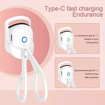 Прочный пластиковый инструмент для завивки ресниц с 2 режимами нагрева, мини-нагреваемый ежедневный макияж белый