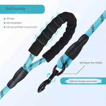 Прочный поводок для собак, поводки для домашних животных, светоотражающий поводок для собак среднего размера, поводок для буксировки, аксессуары для собак золотистого ретривера 2m x 1.0cm чёрный