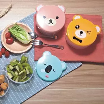 Прочный привлекательный многоцелевой компактный контейнер для еды с мультяшным дизайном для контейнера для закусок для малышей мятный зеленый