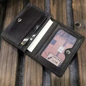 Прочный ретро-кошелек из натуральной кожи для карт, ультратонкий складной кошелек унисекс, кредитная карта, удостоверение личности, VIP-банк, тонкие карманные кошельки для денег кофейный