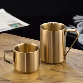 Прочный рисунок и полировка, анти-ошпаривание, не содержит BPA, офисная чашка для чая, молока, воды, кружка для ежедневного использования, пивная чашка 150ML серебряный